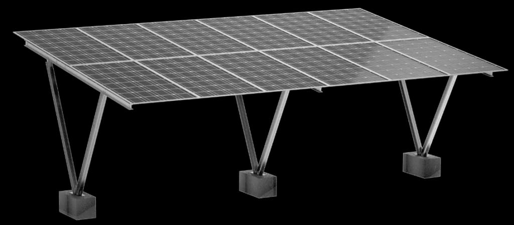 Modelo de carport solar Tessa com módulos fotovoltaicos